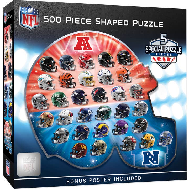 Masterpieces Puzzles - Wholesale Puzzle - Adult - NFL - Teams Helmet 500 Piece Shaped Puzzle