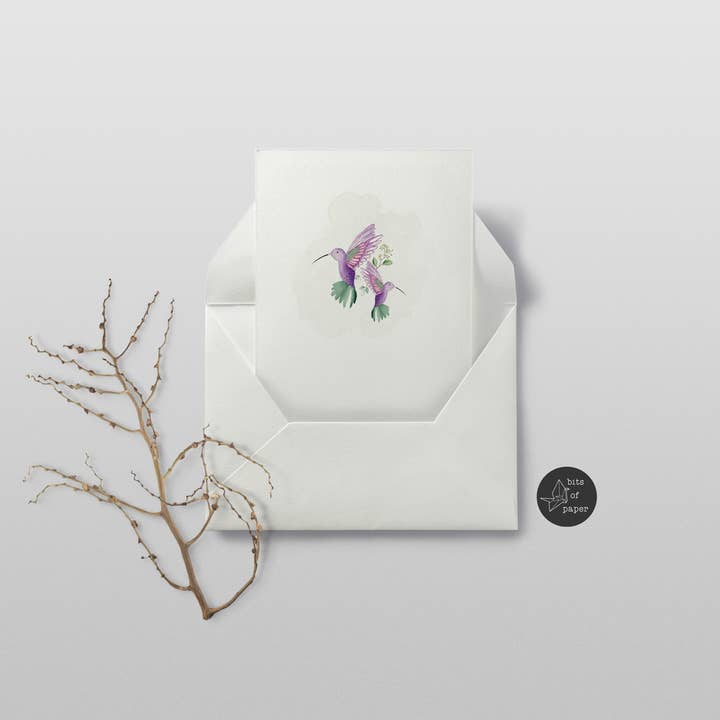 Tarjeta en blanco de colibrí para venta al por mayor de Bits of paper design co