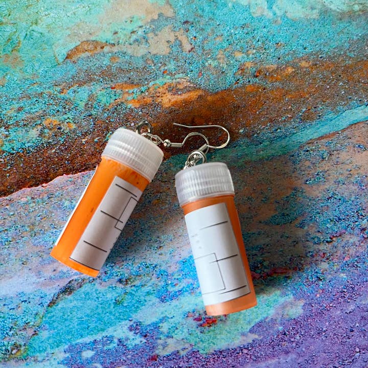 Prescription Pill Bottle Earrings for wholesale by Sageware