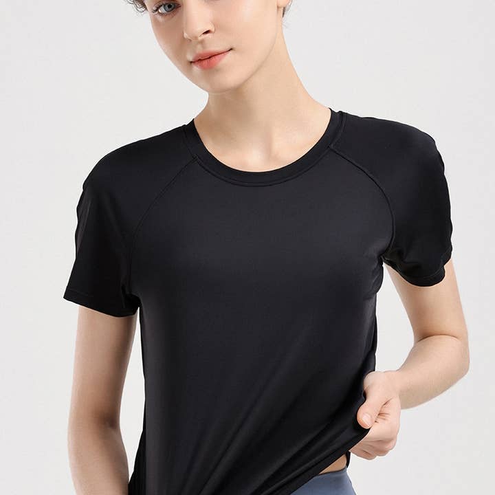 ELKLENS – wholesale Athletic top – Women′s – Loose Cool Feel Yoga Clothing Ruched Back Fitness Clothing