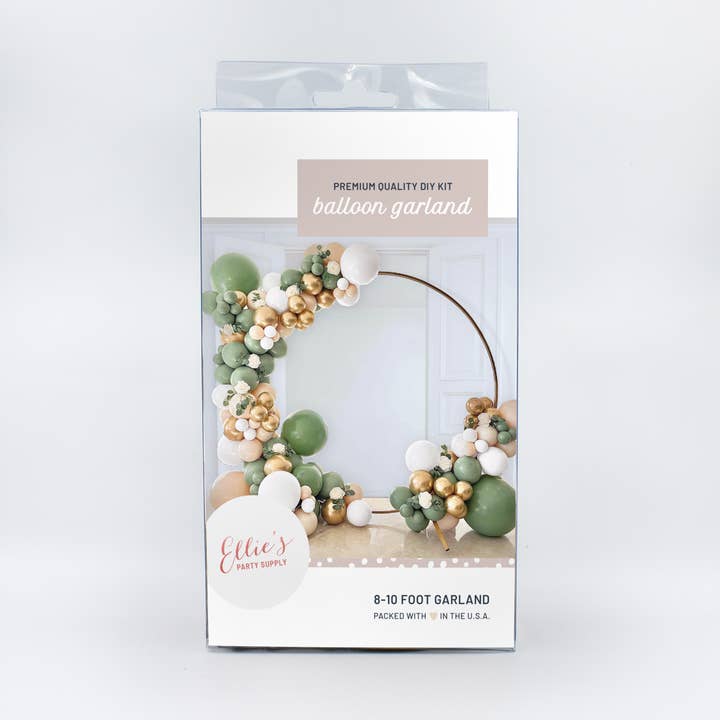 Ellie's Party Supply - Wholesale Balloon - Boho Jungle Balloon Garland Kit –Green & Gold | Retail-Ready