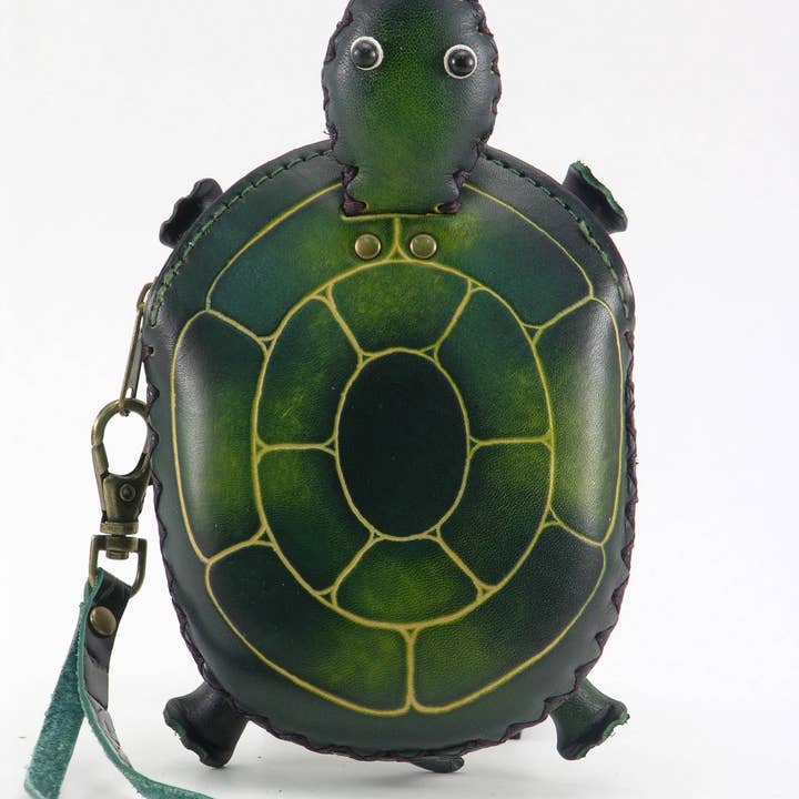 Sunflower Handmade leather inc - Wholesale Coin Purse - Women's - leather Turtle coin purse wallet E353-1 Green large1