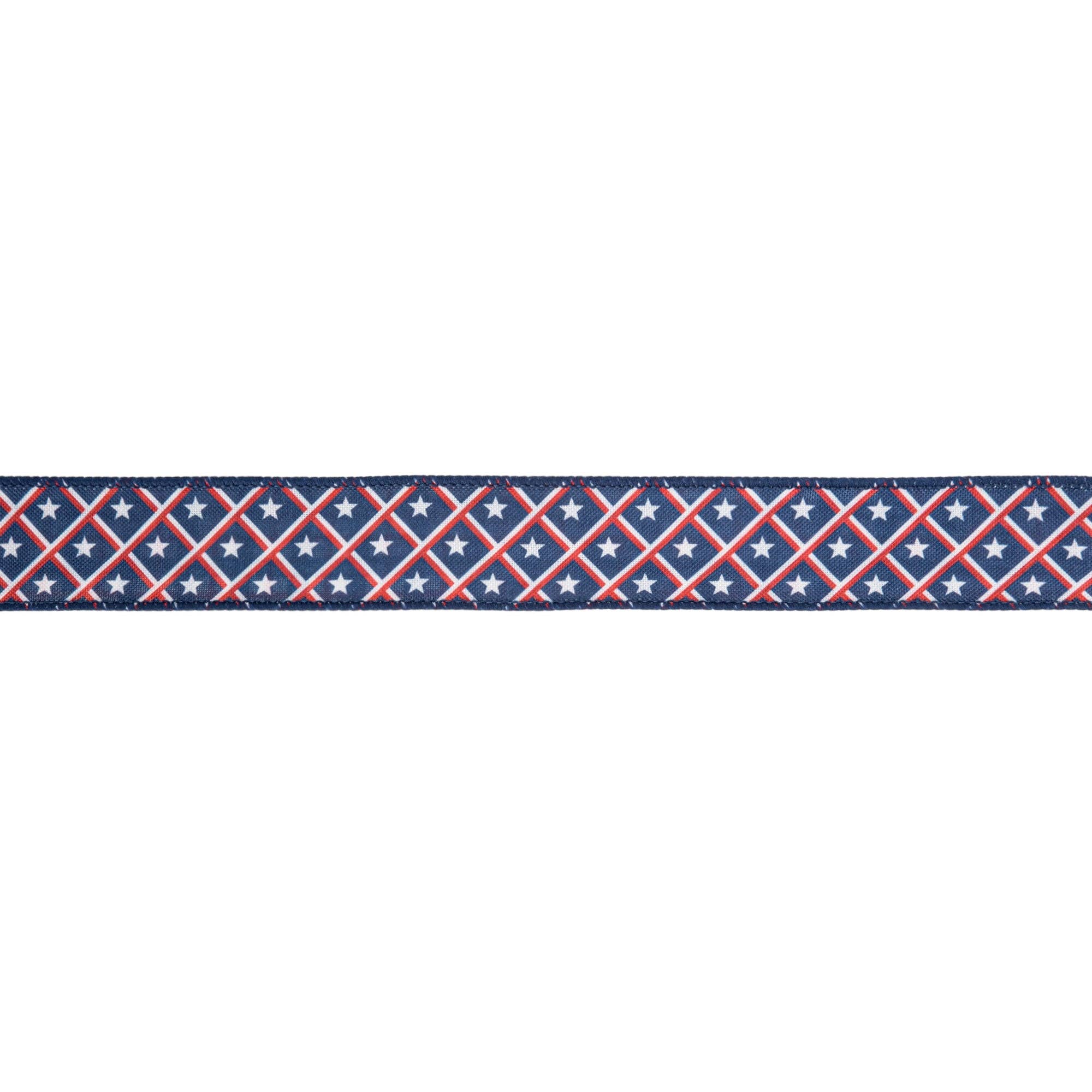 LA Ribbons Wholesale - Wholesale Ribbon - Gift Wrapping - 1 1/2" Wired Ribbon | Patriotic Diamond Stars/Plaid | 10 Yard Roll4