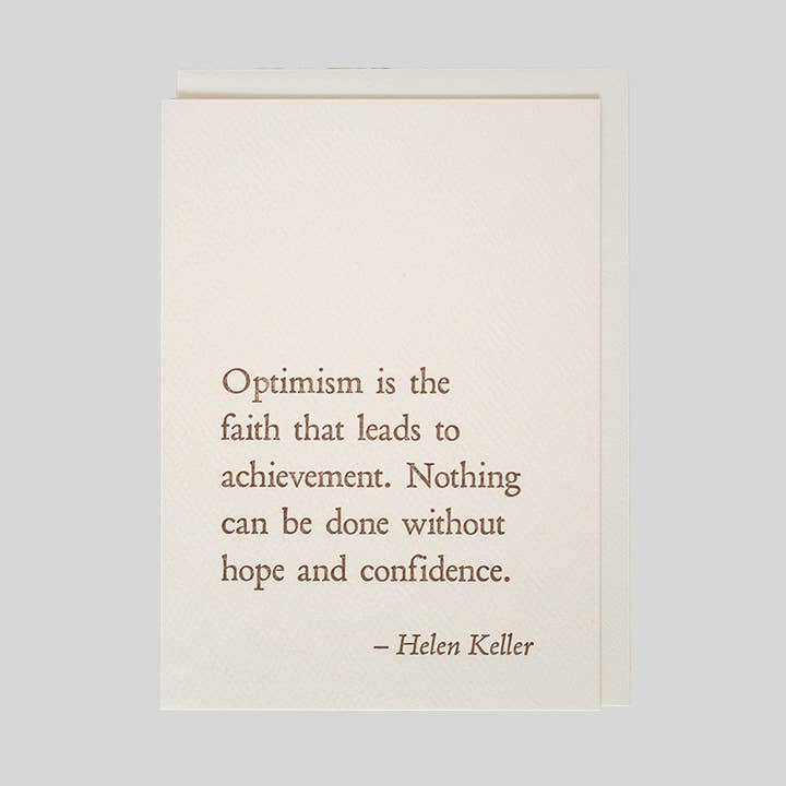 Helen Keller - Optimismus QuoteNote für den Großhandel von folio press & paperie