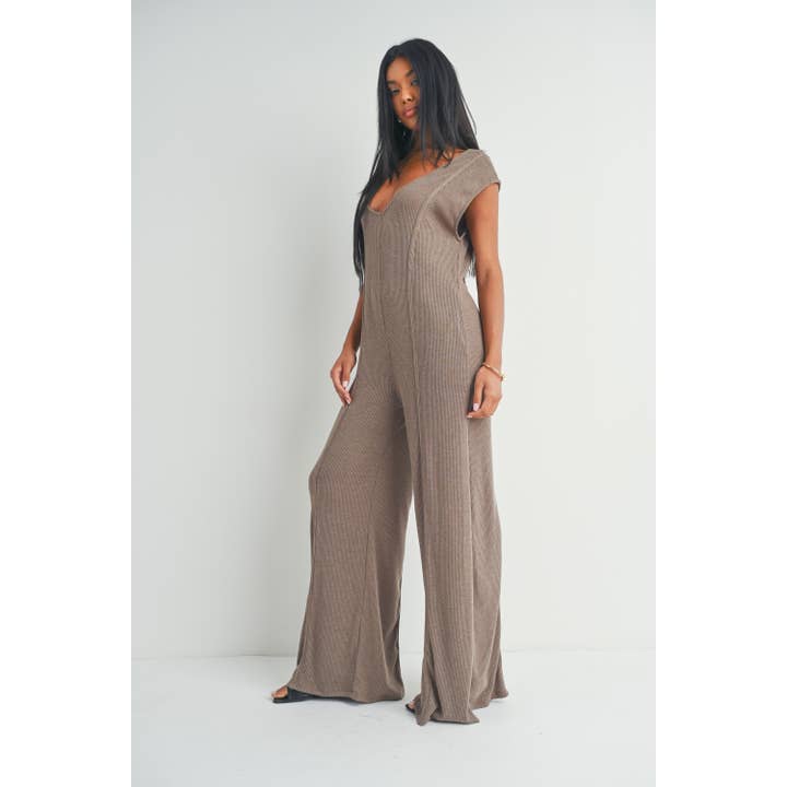 Peace Love Line - Wholesale Jumpsuit - Women's - SLI4553 - RIBBED STRAIGHT LEG JUMPSUIT2