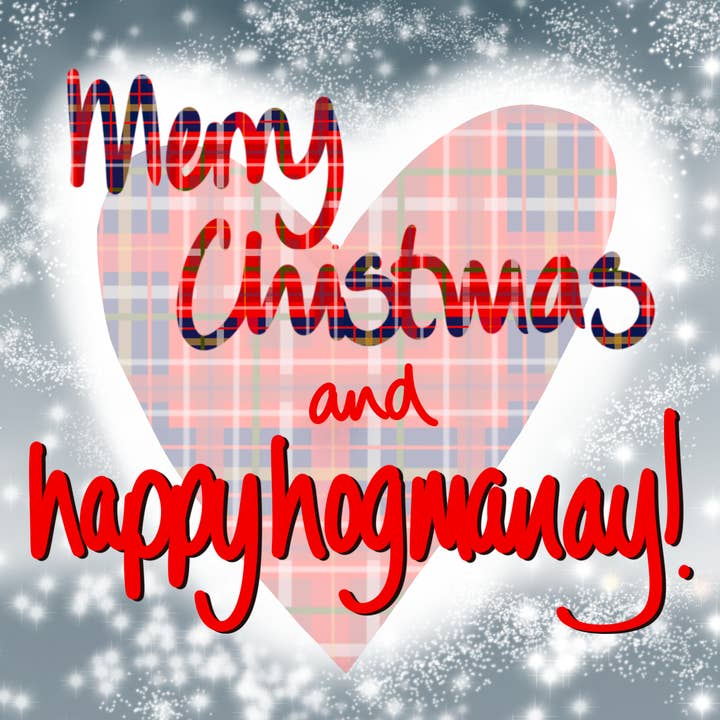 Christmas Card - Happy Hogmanay! Scottish Tartan Card for wholesale by F and B Cards