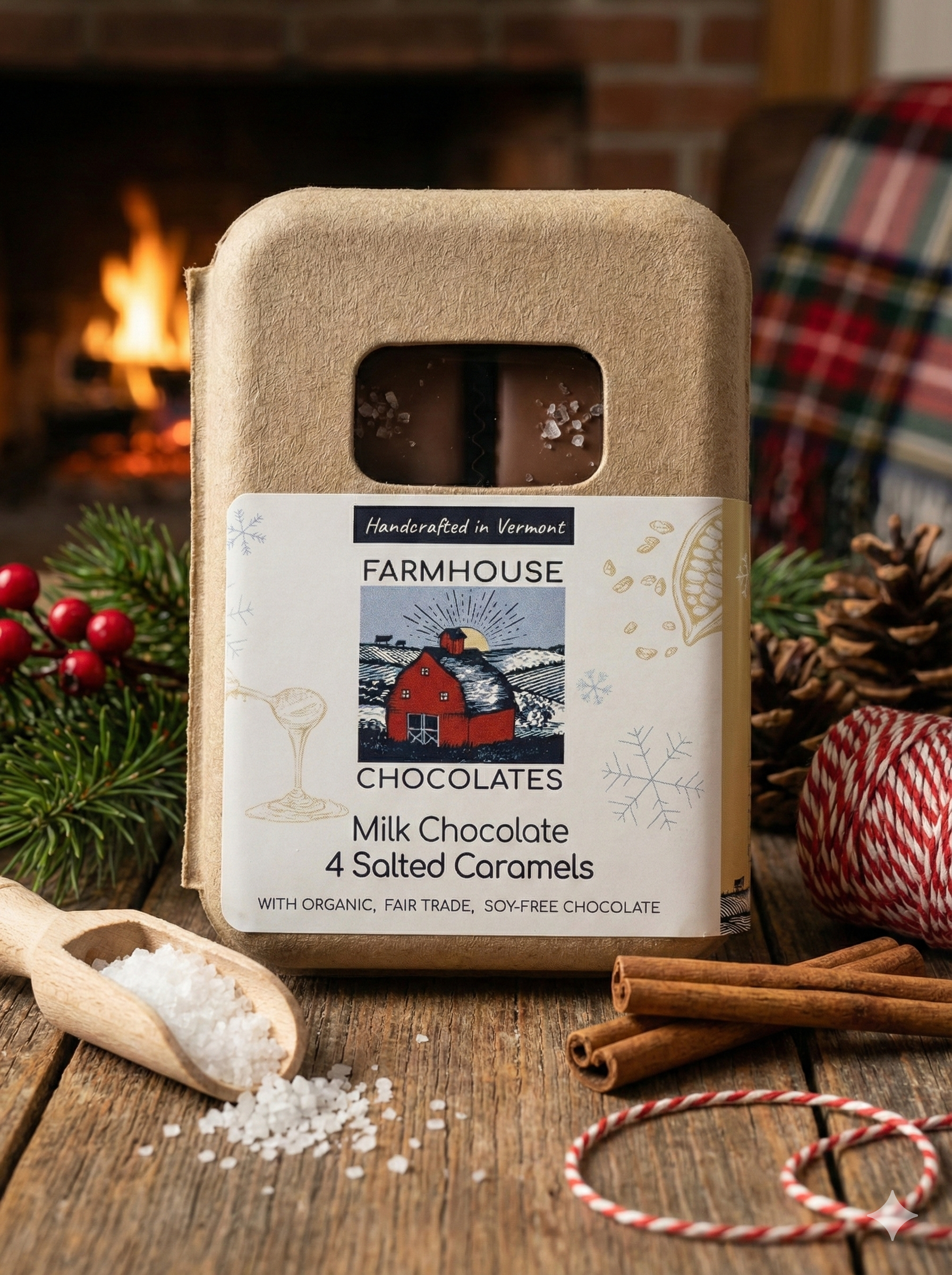 Farmhouse Chocolates - Wholesale Chocolate Covered Sweets - 4 Piece Milk Chocolate Covered Salted Caramels1