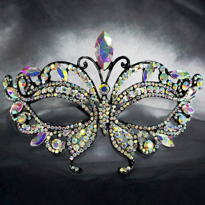 Happy Dream Gifts - Wholesale Costume - Unisex - Diamond Crystal Masquerade Mask, Black Party Mask, Prom Mask