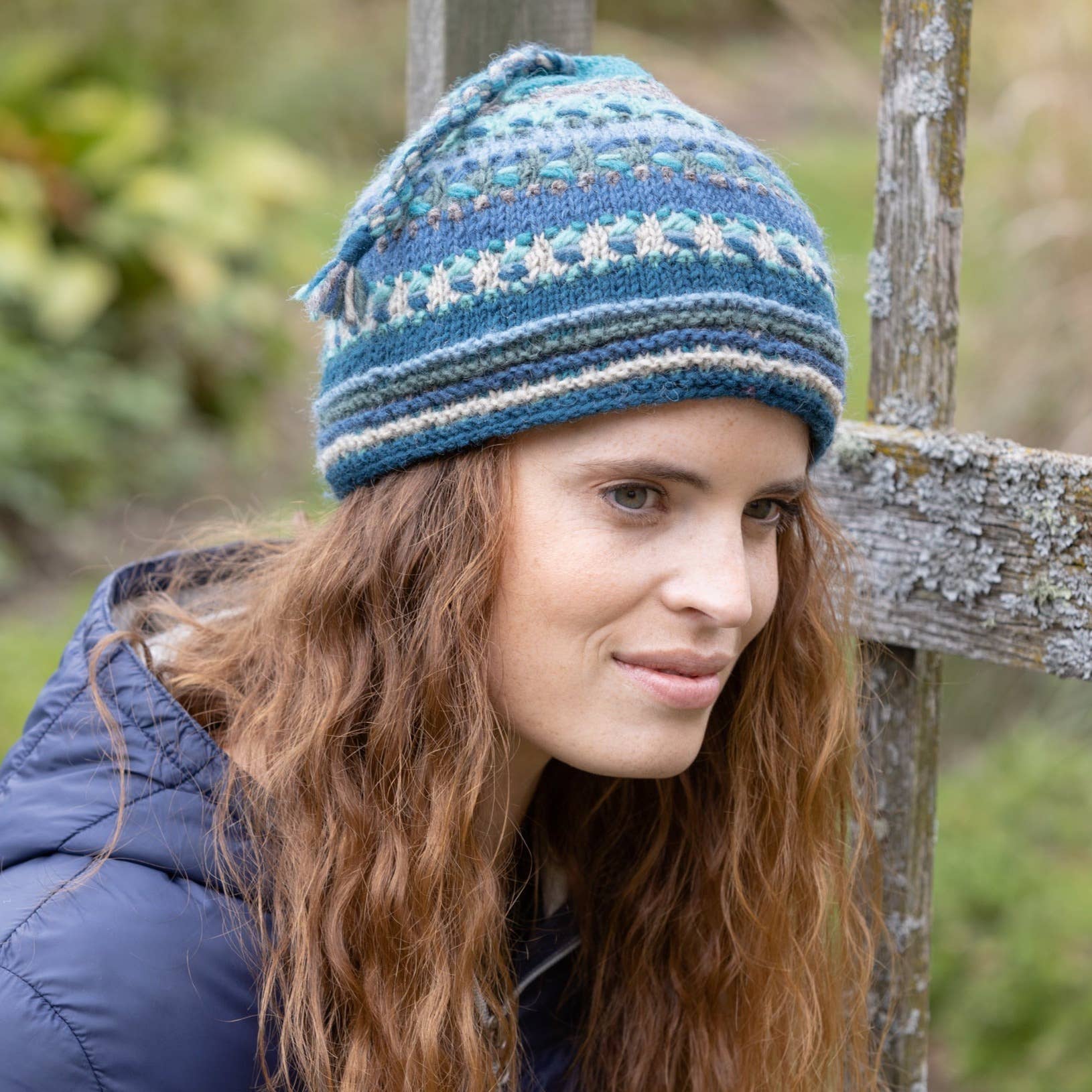 Lost Horizons Canada - Wholesale Beanie - Women's - Navika Wool Beanie Hat with Embroidered Stripes3