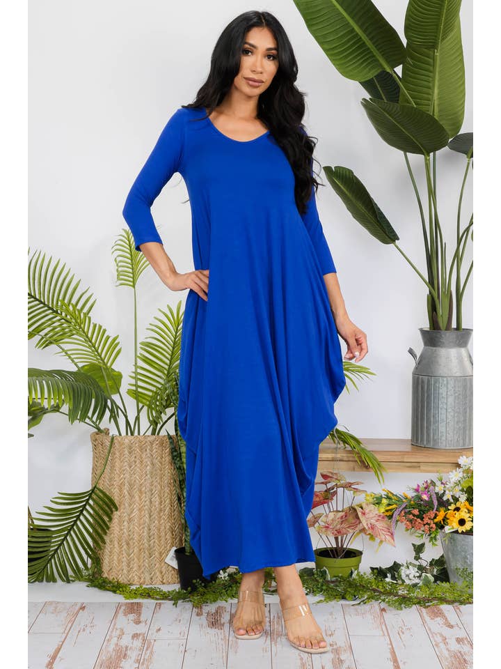 H&H Fashion Inc. - Wholesale Dress - Women's - HH645R-SOLID - 3/4 Sleeve Maxi Dress17