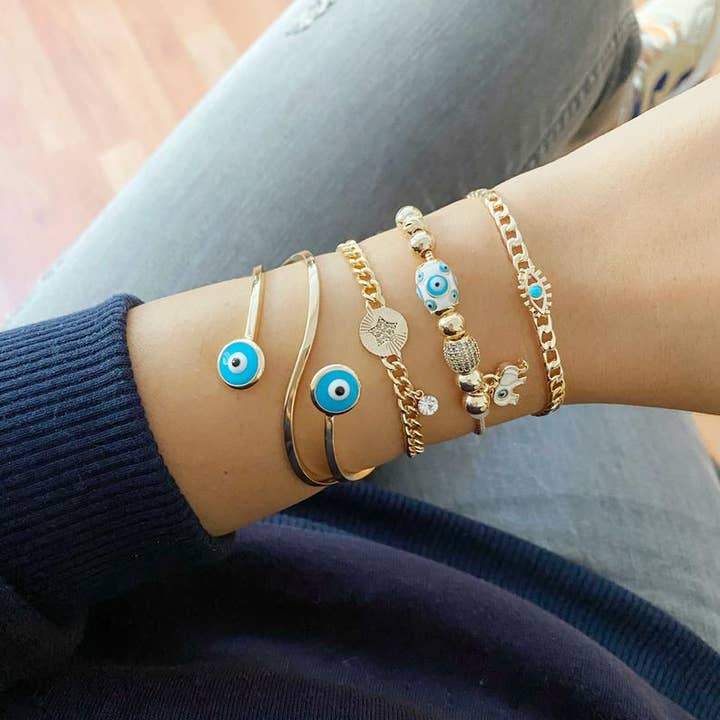 Evileyefavor - Wholesale Charm/dangle bracelet - Gold Evil Eye Bracelet, Bangle Bracelet, Pandora Bracelet3
