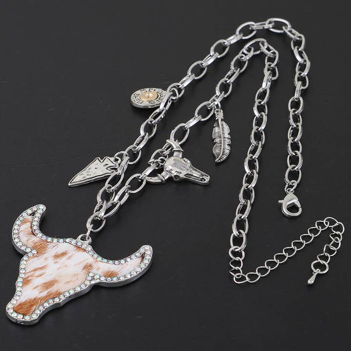 Kuhfell-Schädel-Anhänger Western-Halskette für den Großhandel von 3AM BY H&D ACCESSORIES