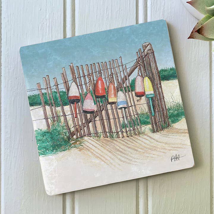 Bouées colorées sur la peinture de clôture Marble Coaster pour la vente par PhD Design