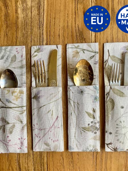 Cutlery Holder, Linen-Cotton Mix, Pinted | Aitana for wholesale by Hortensias Home