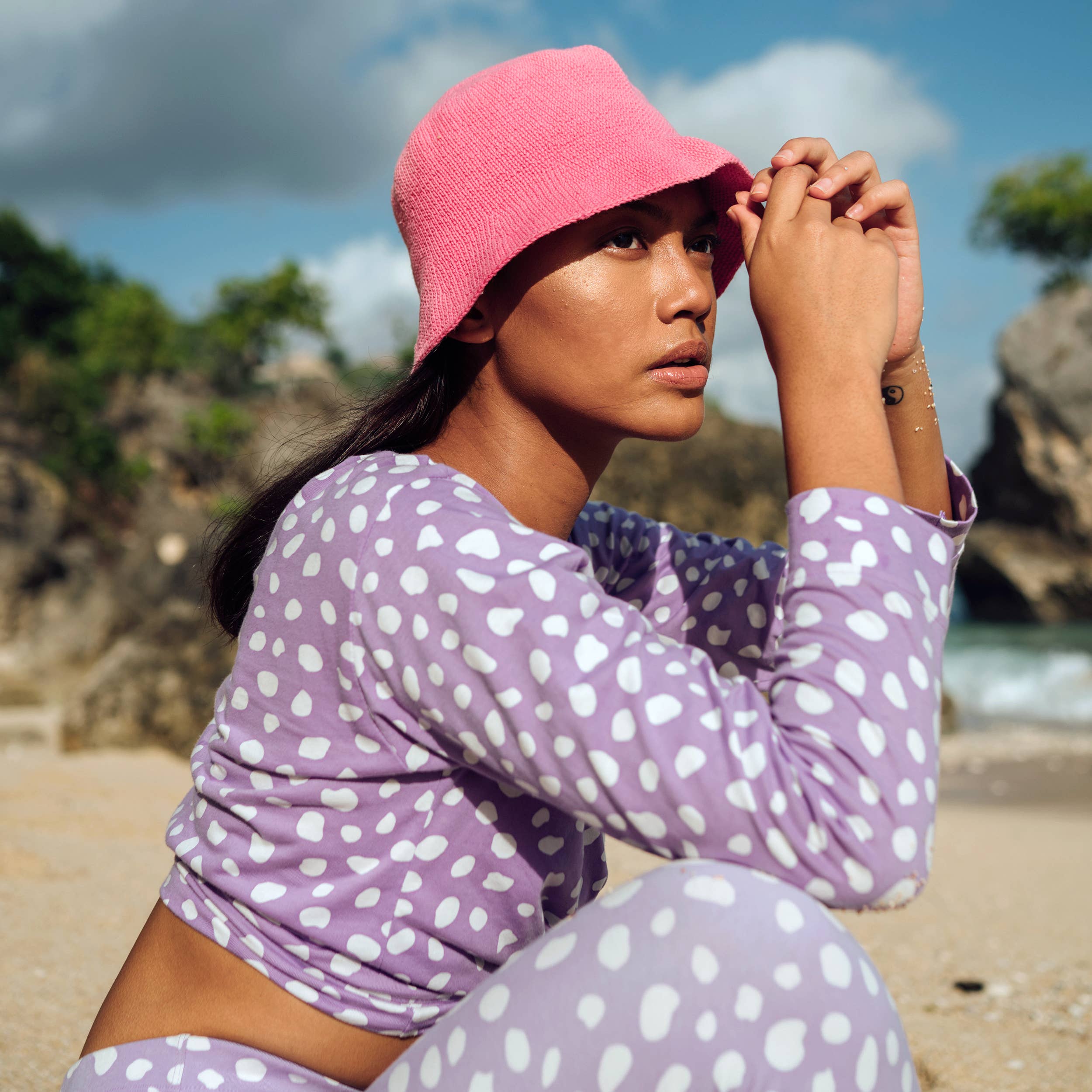 Brunna Co - Venta al por mayor Gorro estilo pescador - Mujer - FLORETTE - Gorro de ganchillo, color rosa3