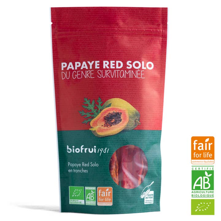 Organic Fair Trade Red Solo Papaya from Cameroon slices | 100 g for wholesale by BIOFRUI1981 / Ex-Biofruisec