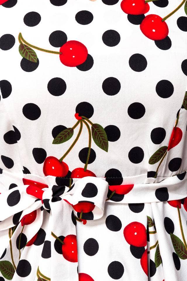 White Black Belsira Retro Cotton Dress with Circle Skirt for wholesale on Faire3