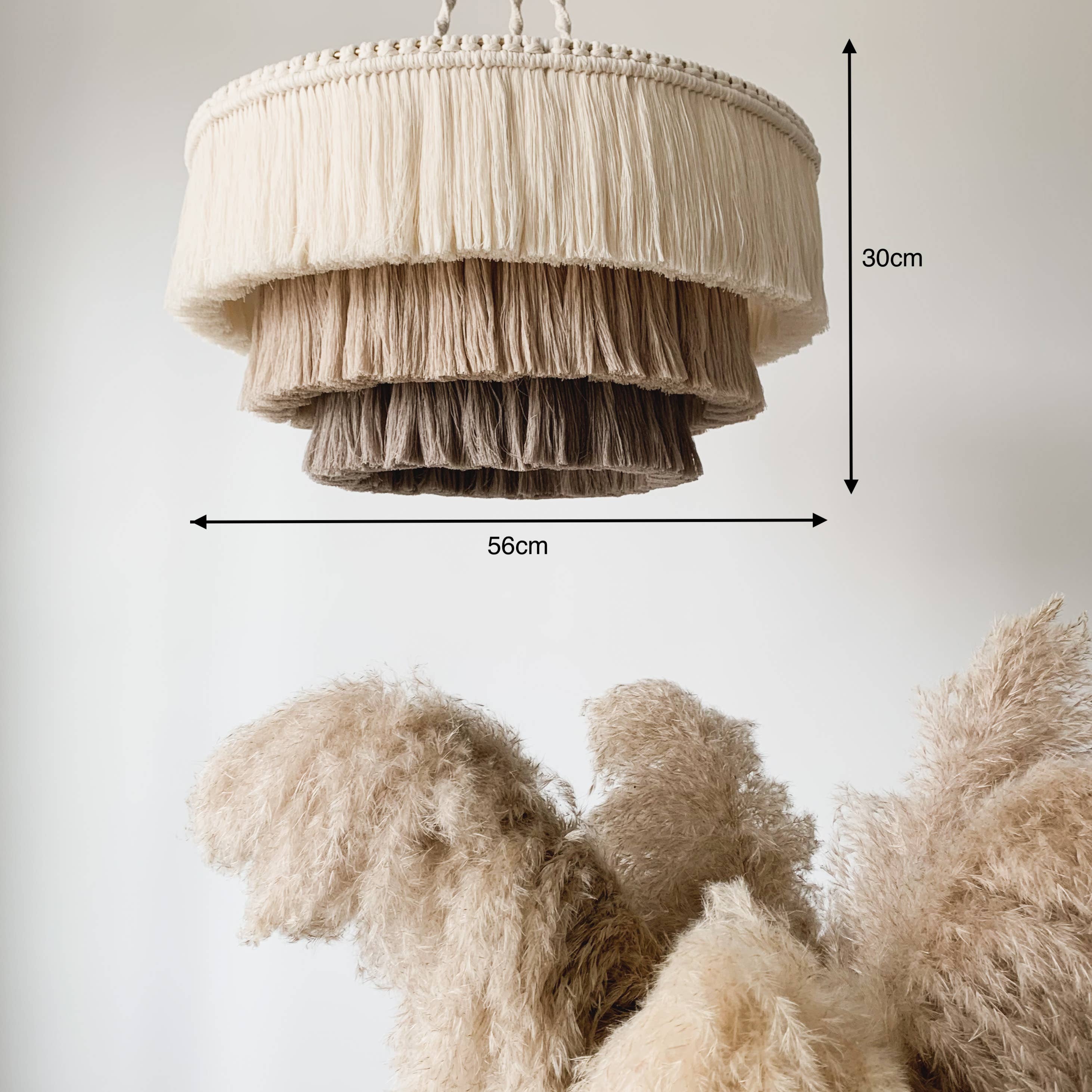 BOHO LIGHTS - Vente Lustre/Suspension - Suspension à franges en coton couleur cappuccino1