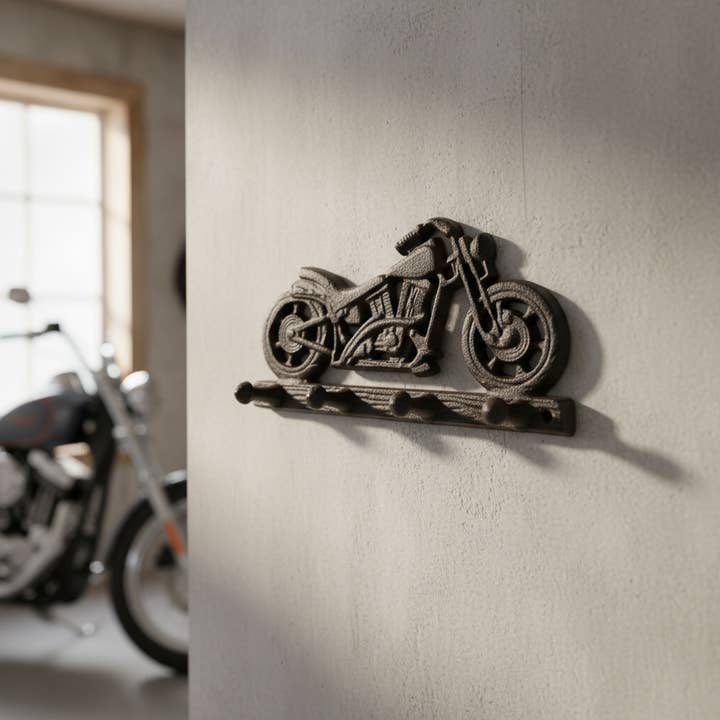 Cast Iron Motorcycle Hook - Rustic Garage Wall Decor, Motorcycle Enthusiast for wholesale by Iron & Blossom