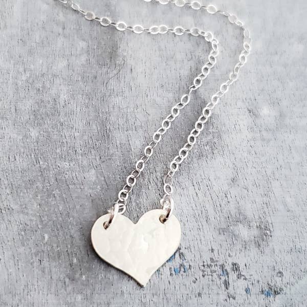 Sosie Designs - Wholesale Pendant/Charm Necklace - Silver Hammered Heart Necklace