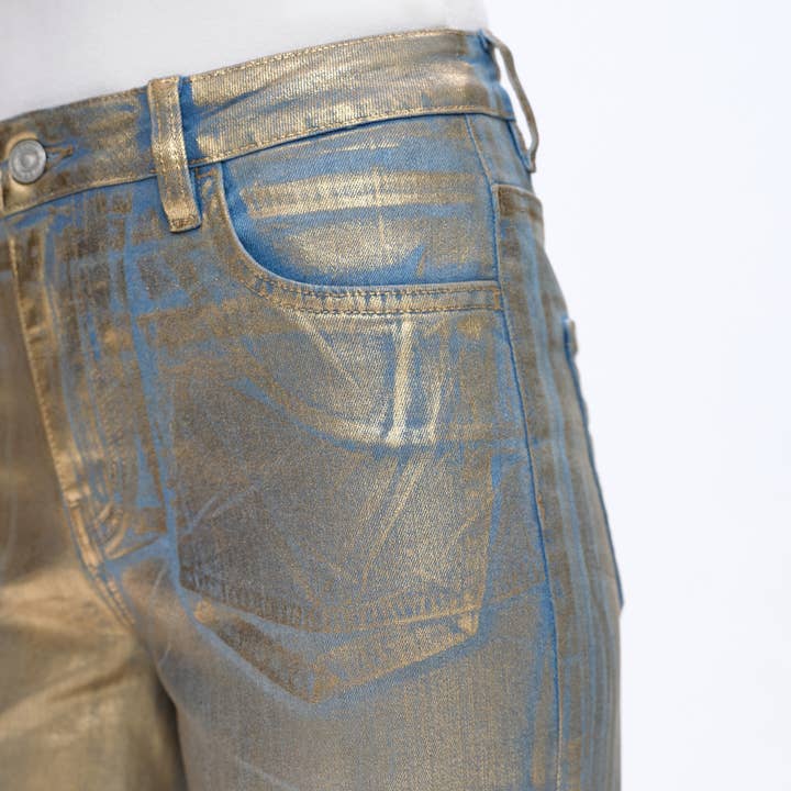 GOLDEN HIGH RISE WIDE LEG DENIM JEANS WITH FINISHED HEM BYW8180 for wholesale on Faire