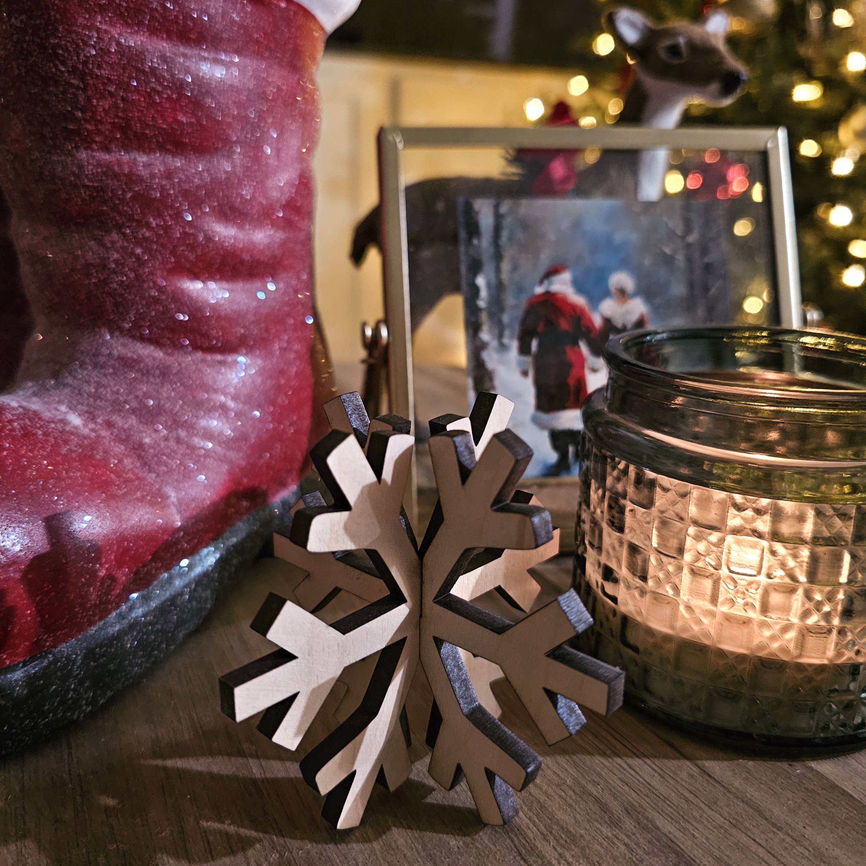 BD Lasers INC. - Vente Décorations de table - Décoration de maison flocon de neige 3D pour étagère Noël hiver2