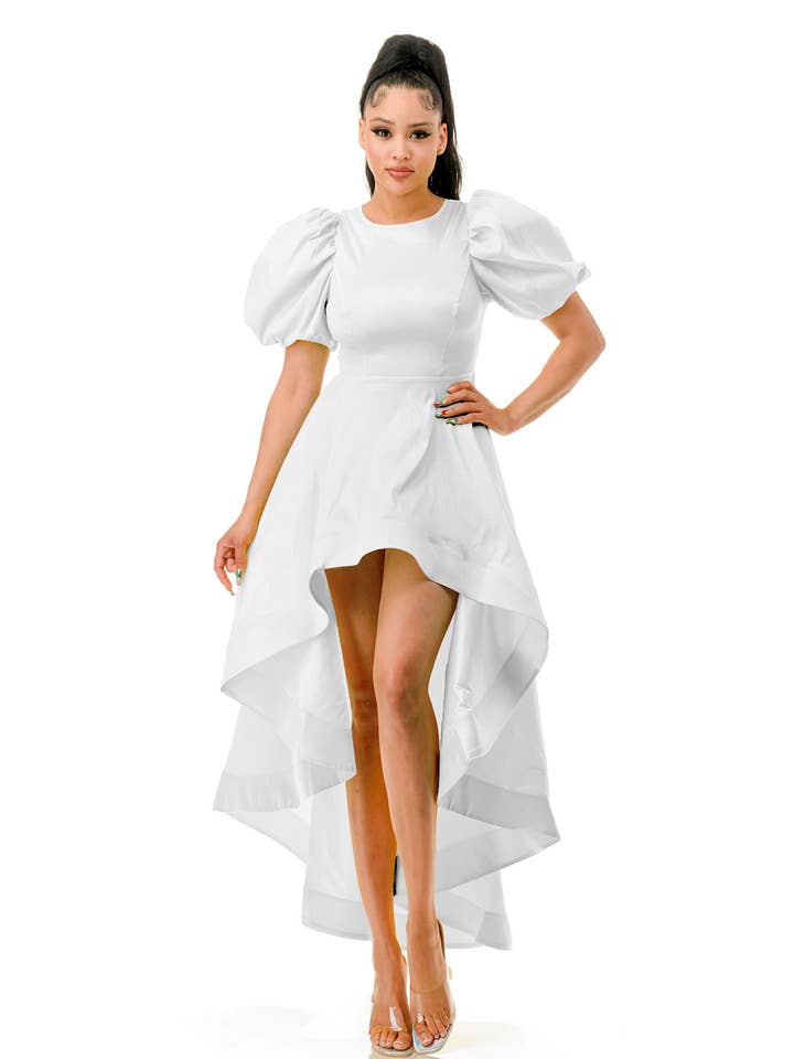 Namatt Design - Vente Robe – femme - Robe midi évasée à manches courtes Plus Puff11