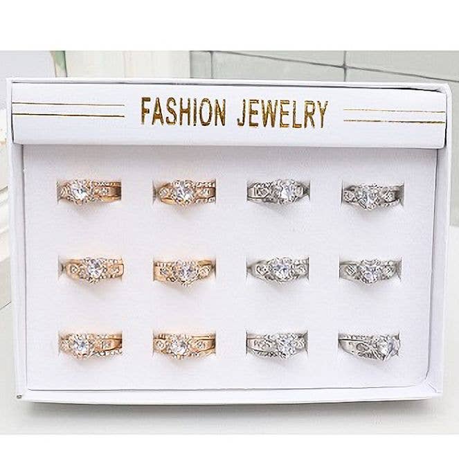 Diacly - Wholesale Cocktail/statement ring - 12pk Stackable Rhinestone Bling Bridal Ring1