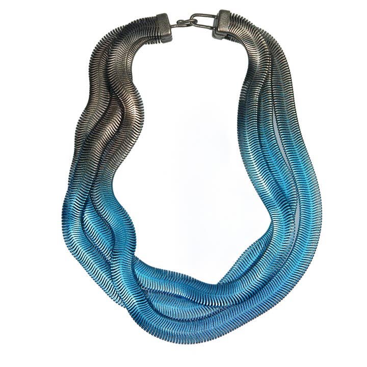 16" 3 Strand Fern Chain Necklace Charcoal Baltic Patina for wholesale by Sarah Cavender Metalworks
