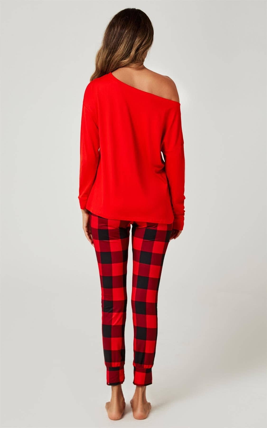 Christmas Long Sleeve SweatShirt Top Trousers Co Ord In Red for wholesale on Faire6