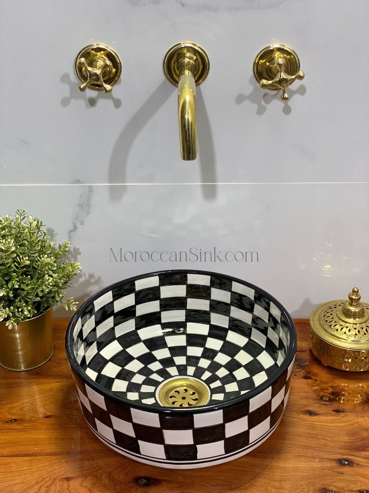 Moroccan Sink - Wholesale Bathroom Accessory Set - Checkered Ceramic Sink With Moroccan Style - Handmaded Sink1