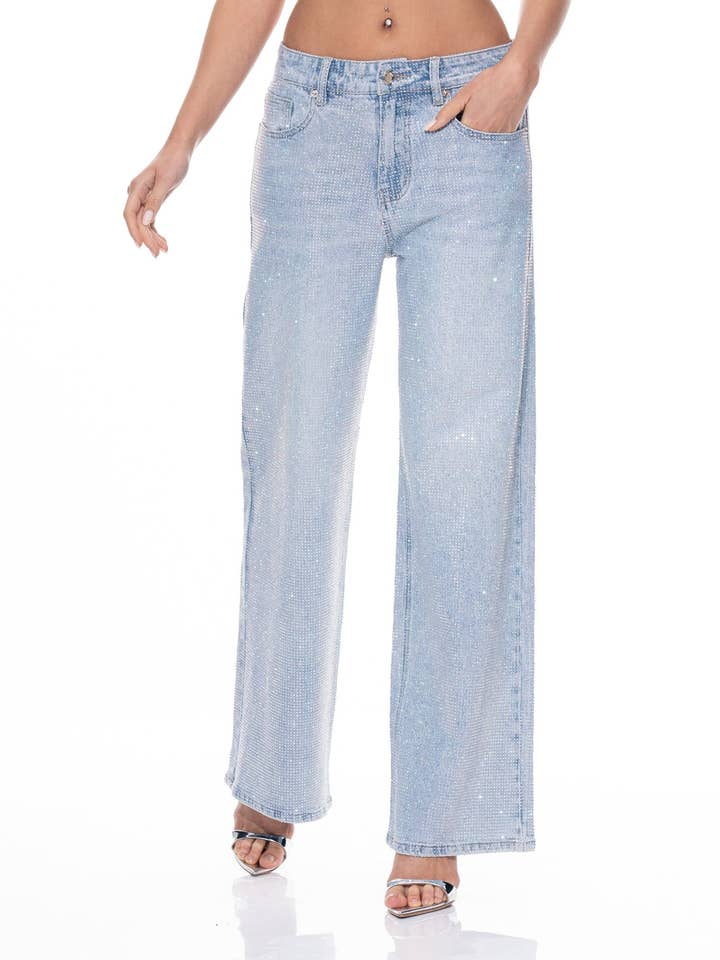 Calças de Ganga com Pedrarias por atacado de CC Wholesale Clothing