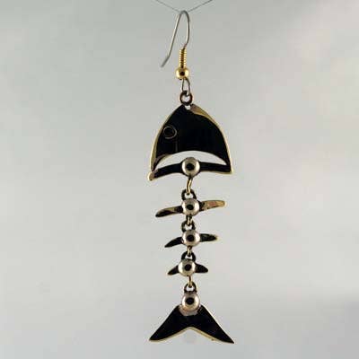 Pendientes de pez esqueleto Tombac para venta al por mayor de Moosepablos, Inc.