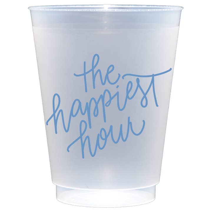 Birdie Mae Designs - Wholesale Disposable Cup - The Happiest Hour | Frosted Acrylic 16oz Set of 82