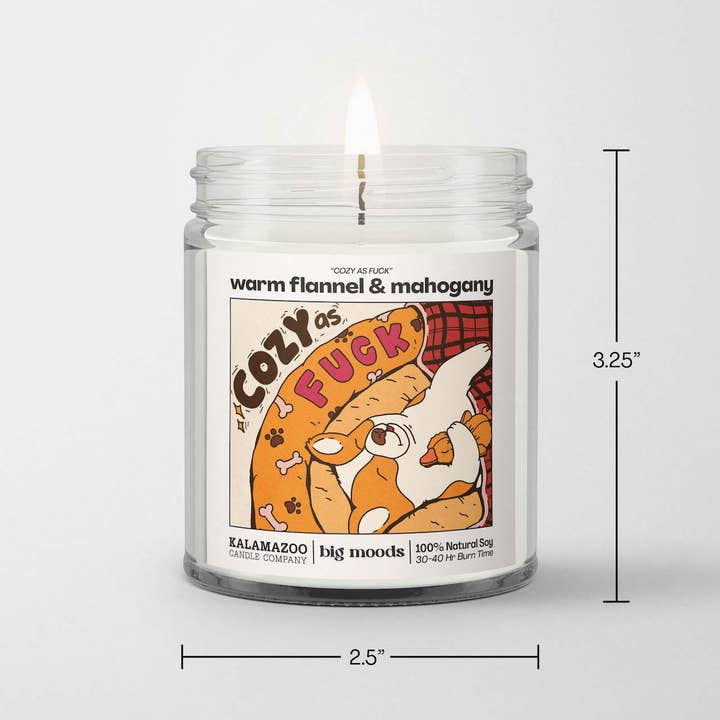 Big Moods - Wholesale Jar/Filled Candle - "Cozy as Fuck" warm flannel & mahogany - Luxury Soy Candle2