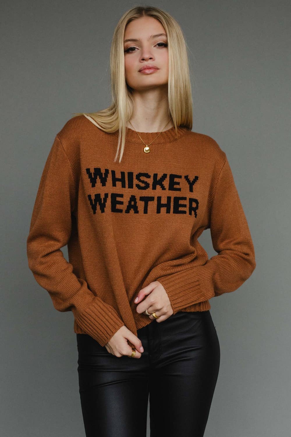 Panache Apparel Co. - Wholesale Knit Sweater - Women's - Brown Whiskey Weather Sweater1