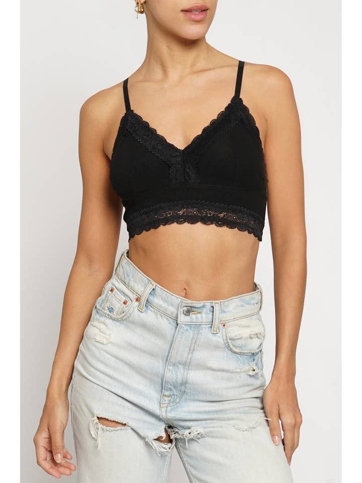 LACE TRIM KNIT BRALETTE for wholesale by Sans Souci