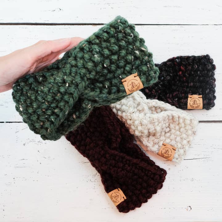 JackiBean - Vente Bandeau – femme - Bandeau Turban torsadé en tricot à la main5