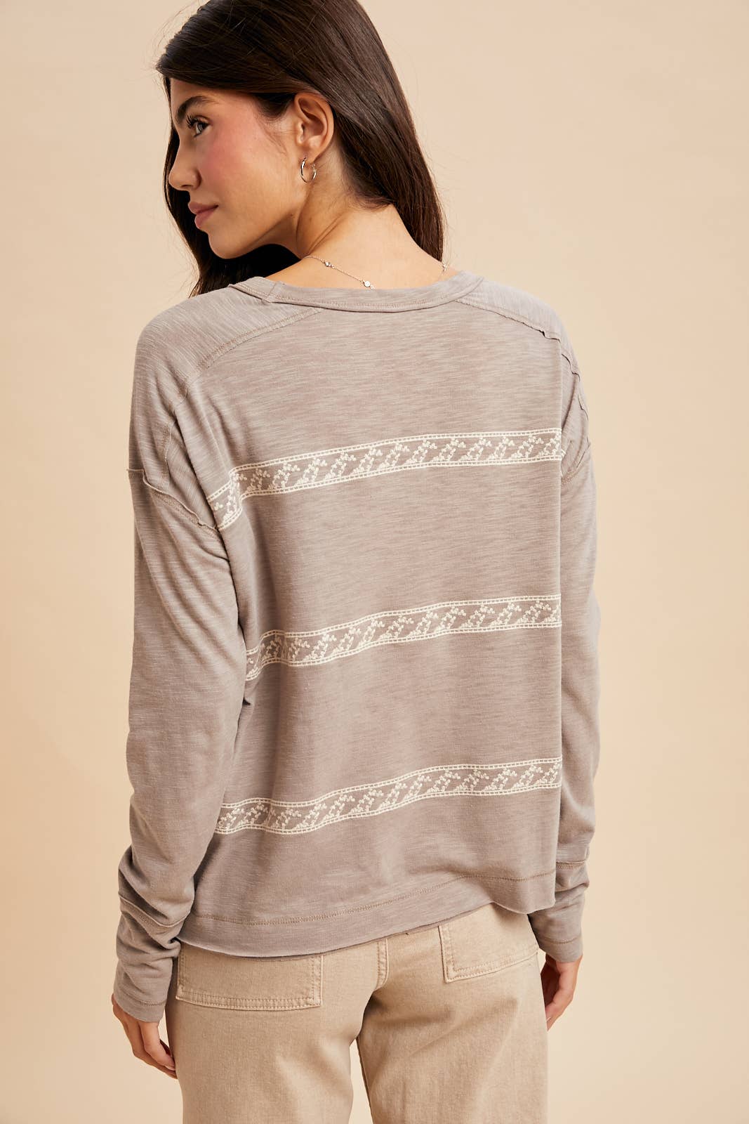 In Loom - Wholesale Blouse - Women's - FLORAL EMBROIDERY STRIPED TEE10