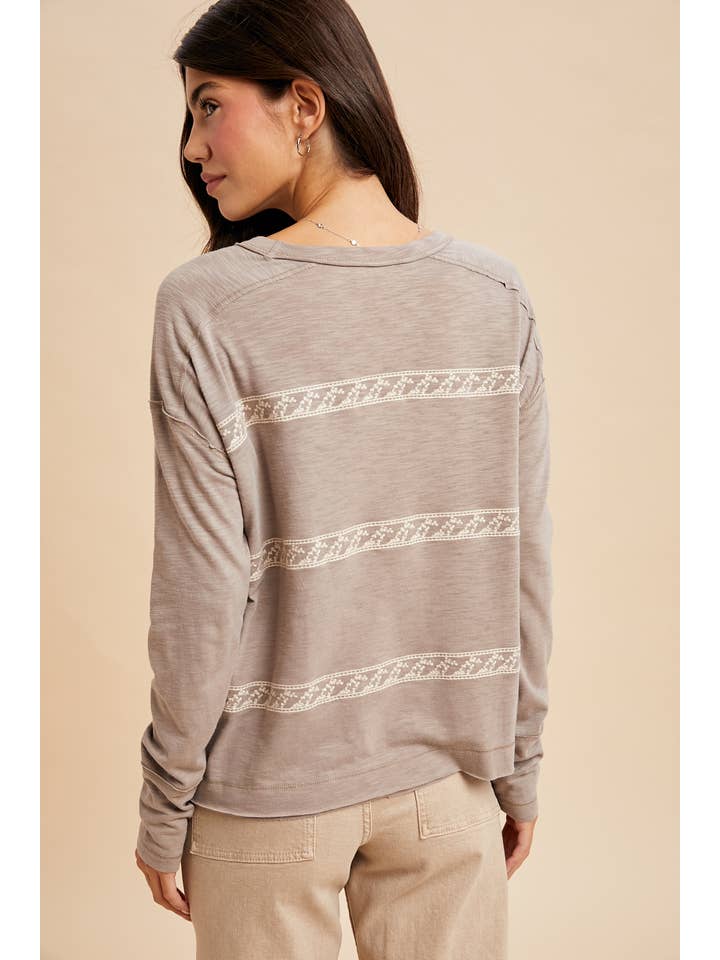 In Loom - Wholesale Blouse - Women's - FLORAL EMBROIDERY STRIPED TEE11