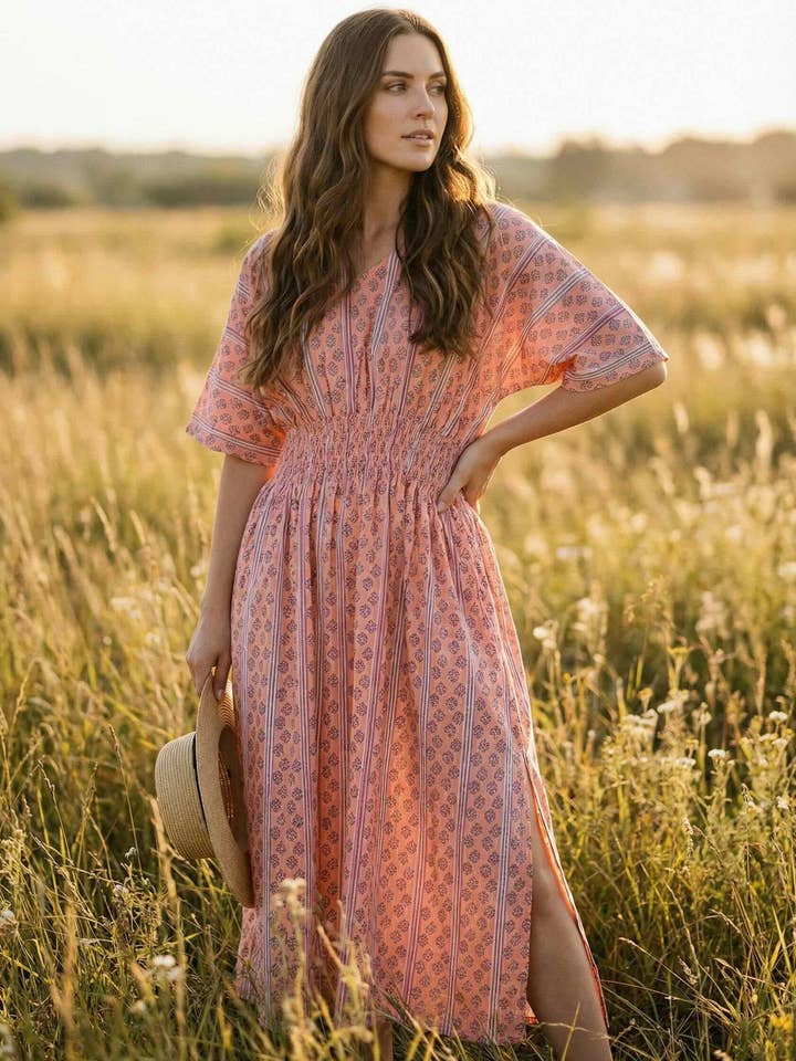 Lia Lounge Klänning - Petal Peach för wholesale av Hi Handmade