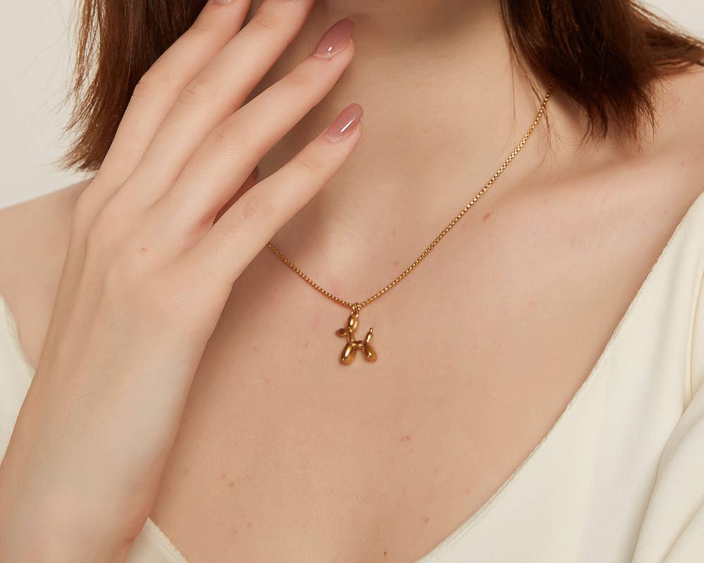 Melange Blanc - Wholesale Pendant/Charm Necklace - Camilie Balloon Puppy Dog Charm Necklace in gold & silver6