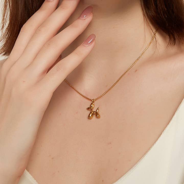 Melange Blanc - Wholesale Pendant/Charm Necklace - Camilie Balloon Puppy Dog Charm Necklace in gold & silver6