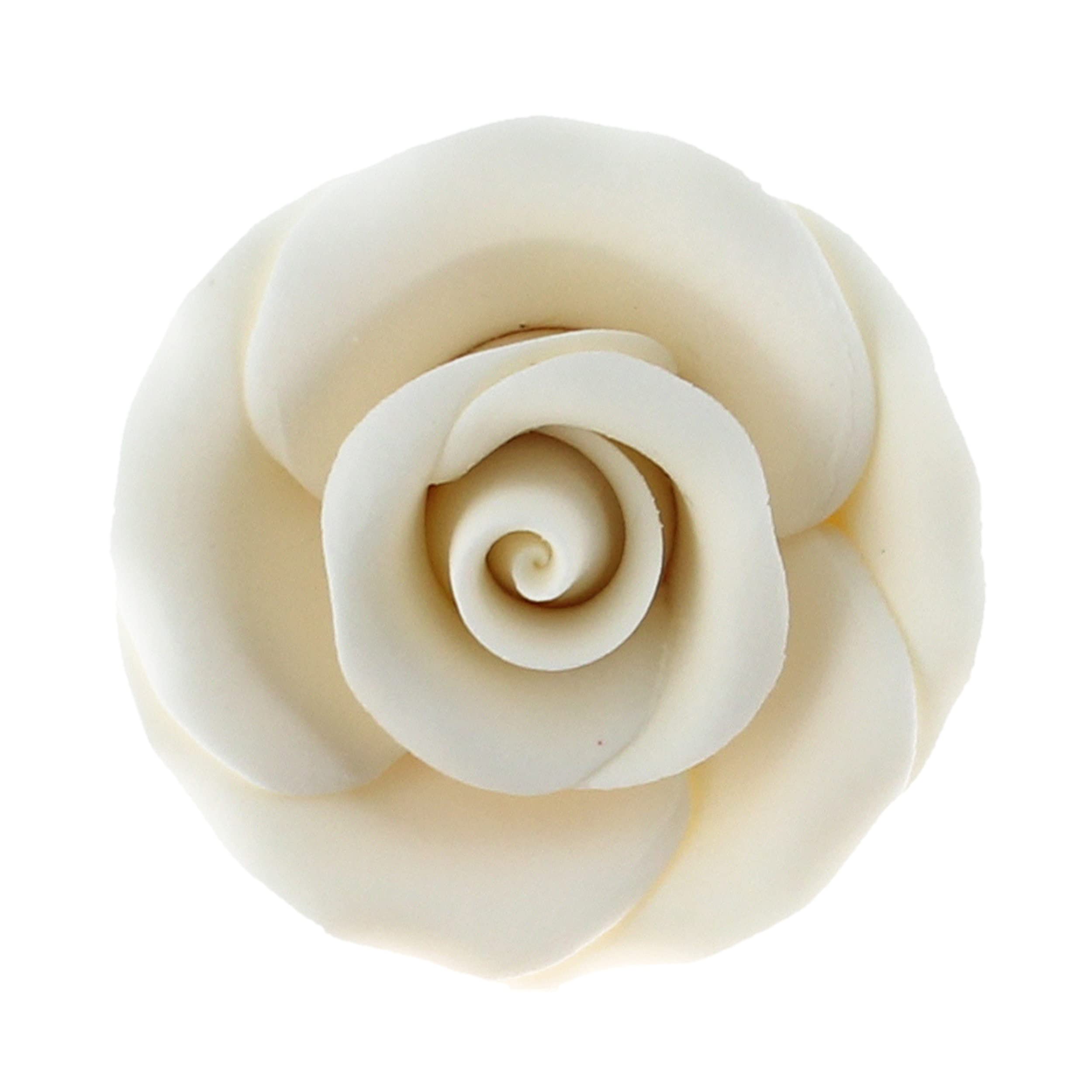 Global Sugar Art - Wholesale Cake/Cupcake Topper - Deluxe White Roses for Cake Decorating, Premium Unwired Sugar Flowers by Global Sugar Art, White, Medium0