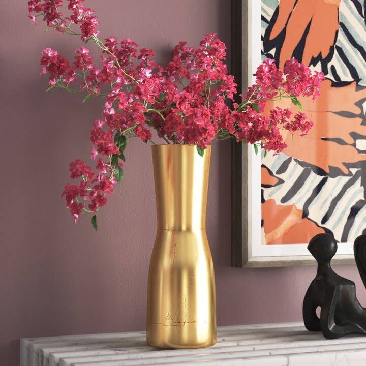 Vaso de ampulheta de vidro GILT 12” por atacado de RED POMEGRANATE COLLECTION