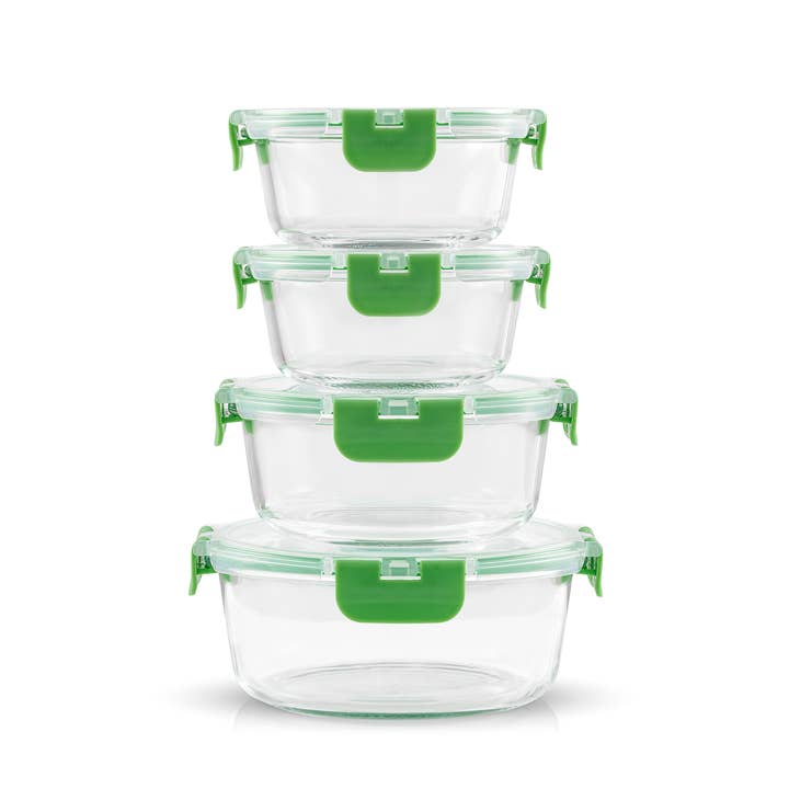 JoyJolt – Recipiente para armazenar alimentos por atacado – JoyFul 12 recipientes de armazenamento de vidro com tampas verdes à prova de vazamentos7