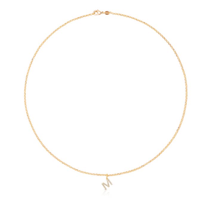 GOLD-PLATED CRYSTAL INITIAL PENDANT for wholesale by Destellos Mediterranean Jewels