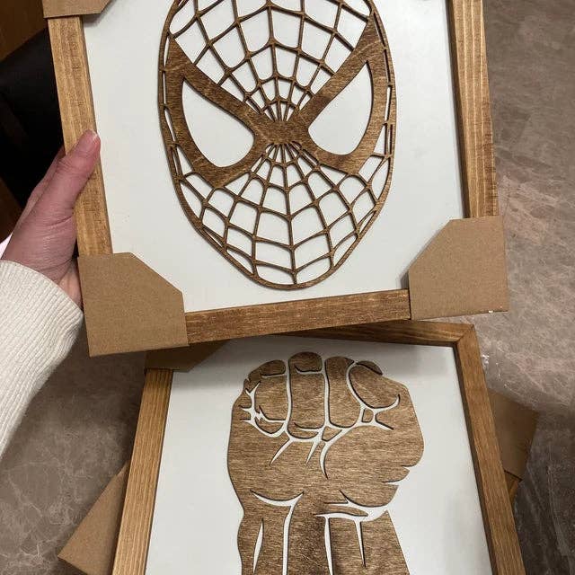 Nail and Hook Laser Cut Home Decor - Wholesale Sign - Superhero Wall Art | 11x11 inch Wood Sign9