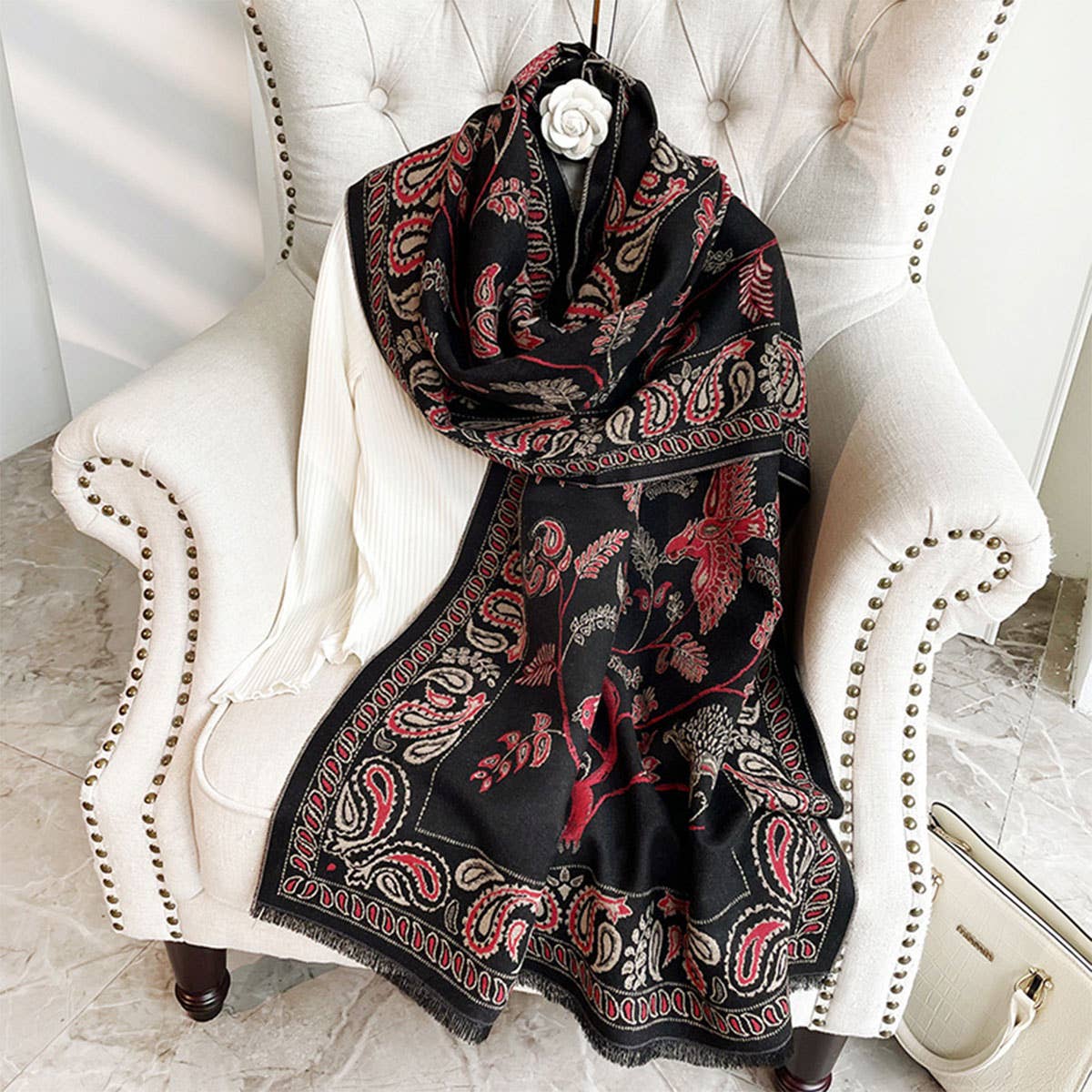 ACCITY - Wholesale Scarf - Women's - Printed Tassel Shawl Blanket Scarf for Office-Fall_CWASC01915