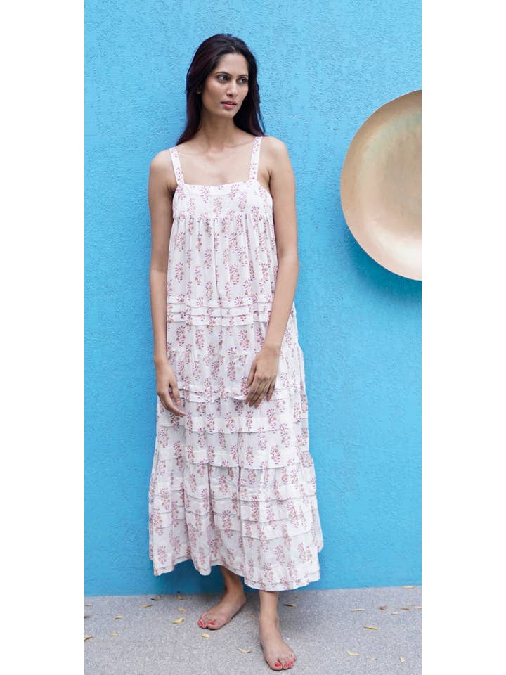 La Mandarine - Wholesale Dress - Women's - Maxi dress, floaty cotton summer tiered maxi dress